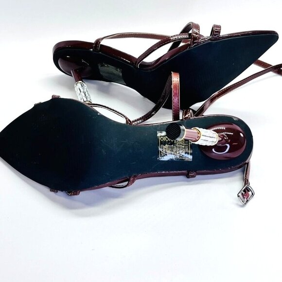 Azalea Wang Brown Jeweled Heels Size 7.5 Brown Leather 5" Heel Formal Event - Picture 11 of 15